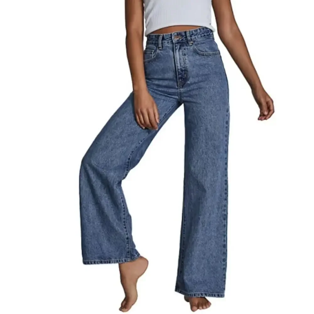 Cotton On Jeans Women's 4 Long Wide Leg Medium Wash Casual Boho Summer Beachy
